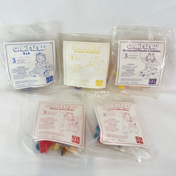 Vintage New Sealed Lot Of 5 McDonald's Happy Meal Garfield The Cat Odie 1989 NOS - Picture 7 of 11
